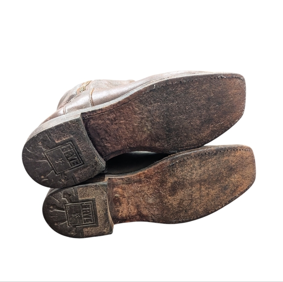 FRYE Women's Brown Leather Snub Nosed Zip Up Boots - Size 6.5 M - Picture 13 of 16